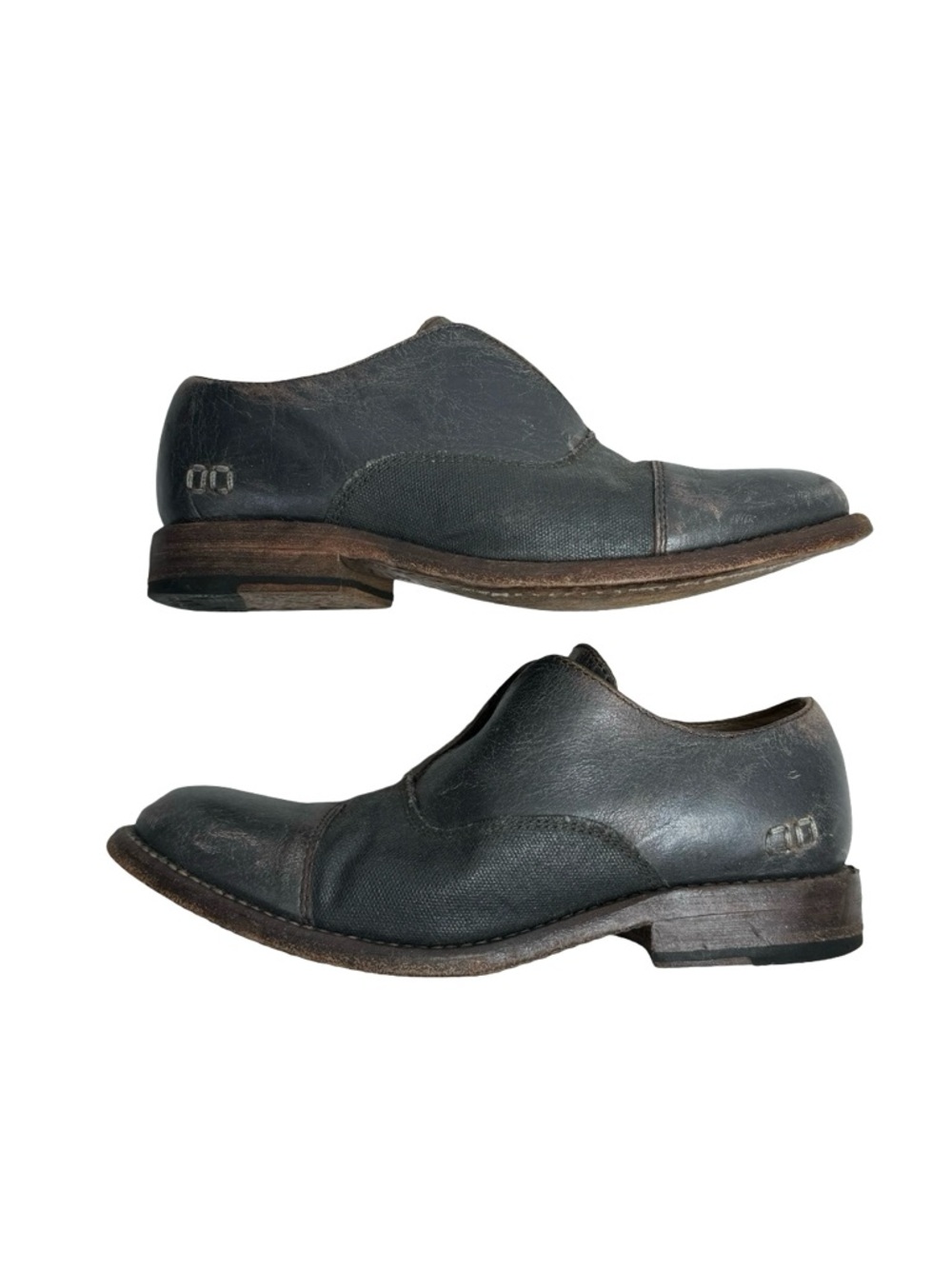 Bed Stu | Eden Distressed Cap Toe Laceless Oxfords in Gray 7 Cobbler Series
